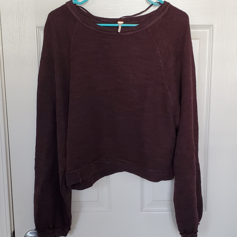 Free People Cropped Maroon Sweater - Women's Large